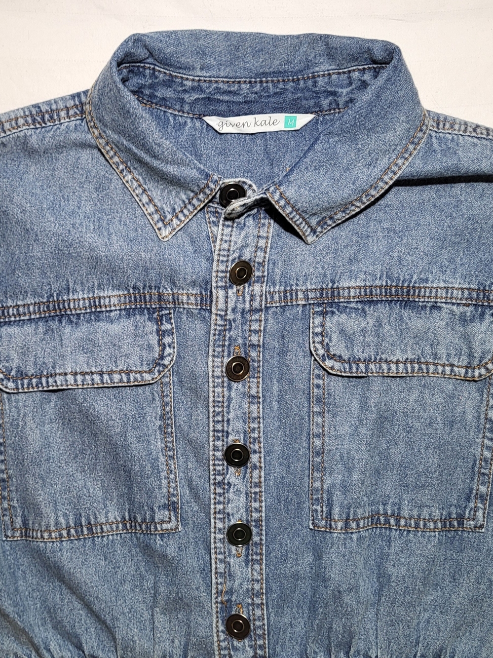 Given Kale Blue Denim Maxi Dress with Button Front